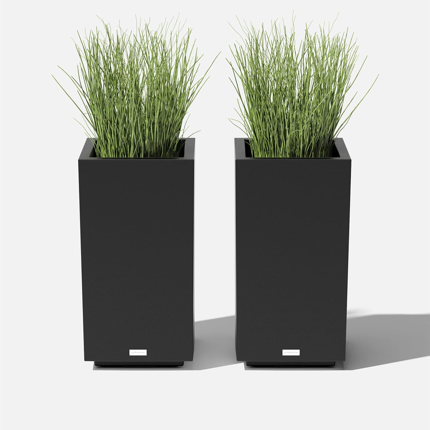 imageVeradek Block Series Pedestal Planter  Tall Planter for Indoor or Outdoor Front Porch  AllWeather Use with Removable Insert Bucket  Modern Dcor for Flowers Tall Trees Faux PlantsBlack