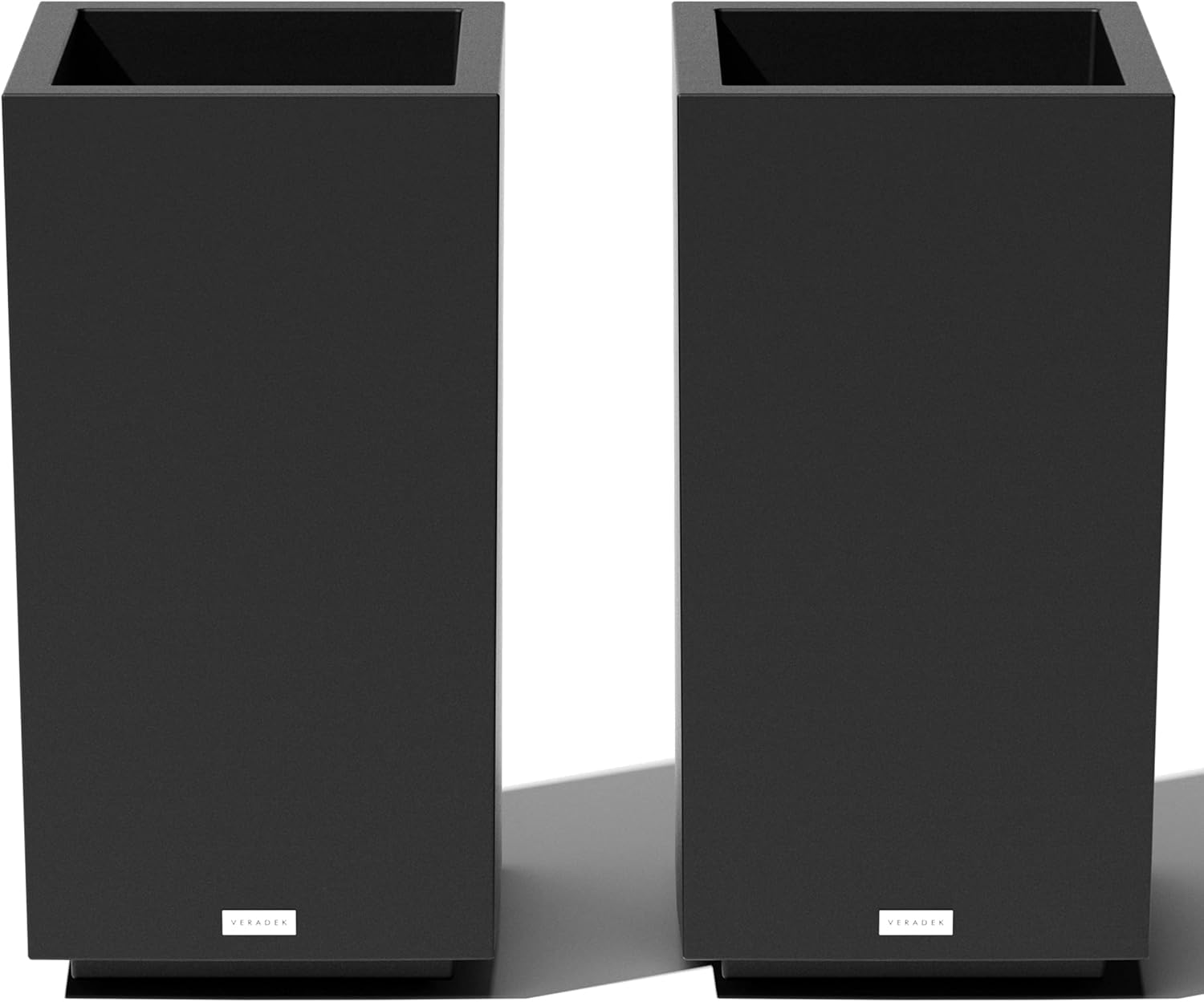 imageVeradek Block Series Pedestal Planter  Tall Planter for Indoor or Outdoor Front Porch  AllWeather Use with Removable Insert Bucket  Modern Dcor for Flowers Tall Trees Faux PlantsBlack