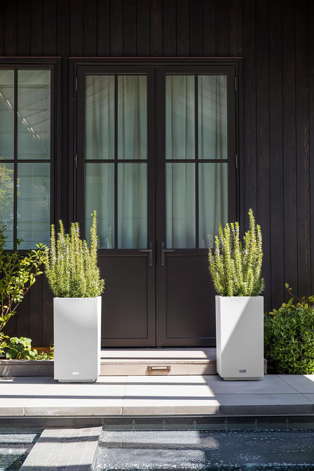 imageVeradek Block Series Pedestal Planter  Tall Planter for Indoor or Outdoor Front Porch  AllWeather Use with Removable Insert Bucket  Modern Dcor for Flowers Tall Trees Faux PlantsWhite