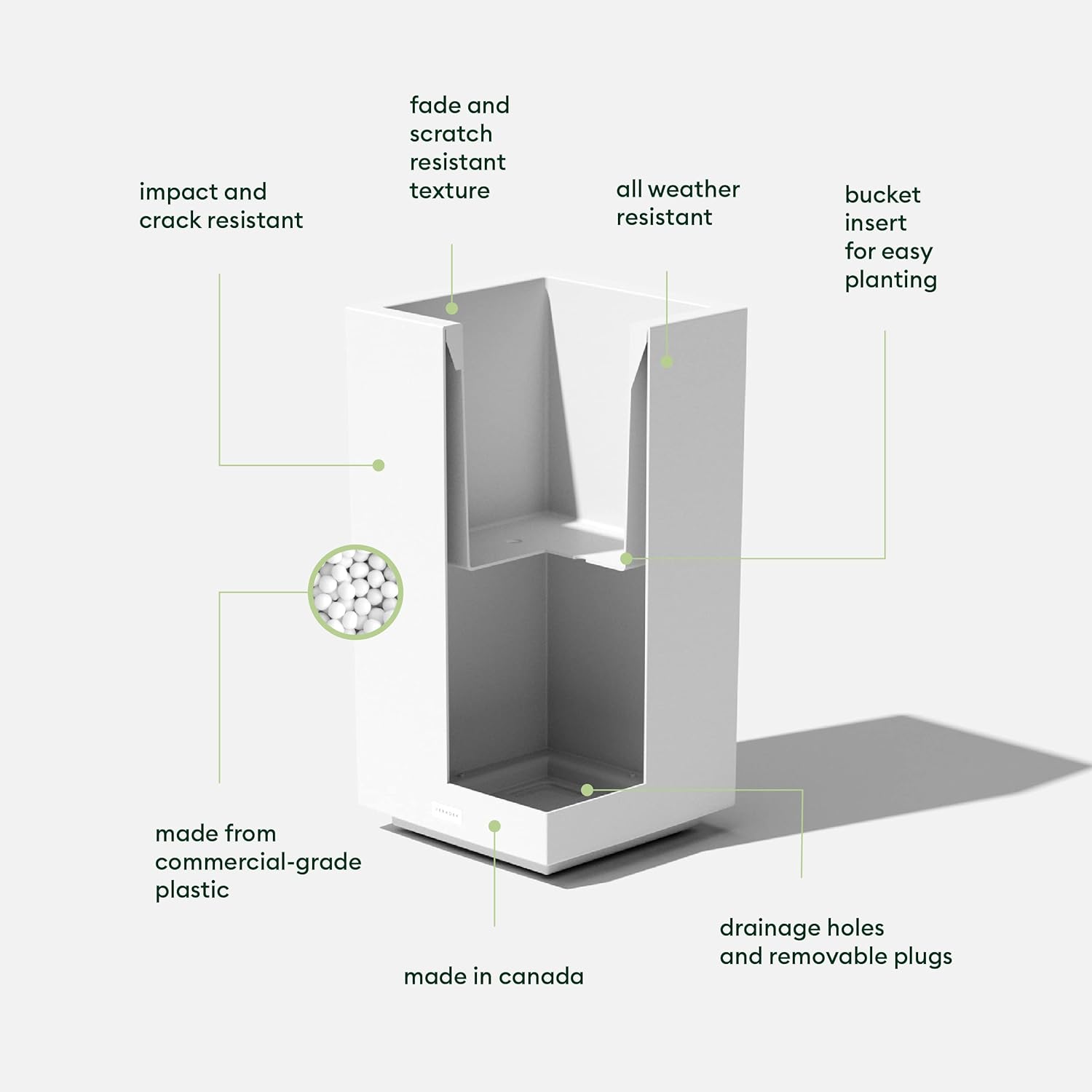 imageVeradek Block Series Pedestal Planter  Tall Planter for Indoor or Outdoor Front Porch  AllWeather Use with Removable Insert Bucket  Modern Dcor for Flowers Tall Trees Faux PlantsWhite