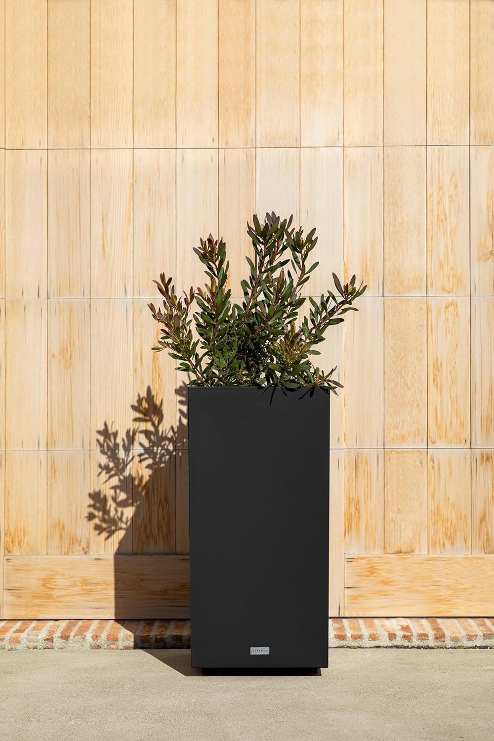 imageVeradek Block Series Pedestal Planter  Tall Planter for Indoor or Outdoor Front Porch  AllWeather Use with Removable Insert Bucket  Modern Dcor for Flowers Tall Trees Faux PlantsBlack