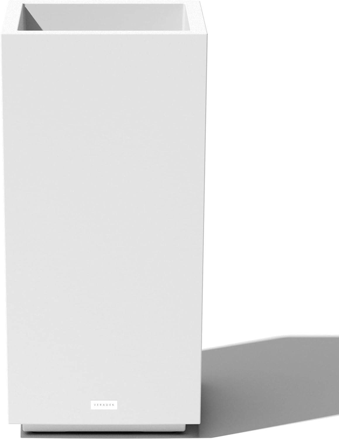 imageVeradek Block Series Pedestal Planter  Tall Planter for Indoor or Outdoor Front Porch  AllWeather Use with Removable Insert Bucket  Modern Dcor for Flowers Tall Trees Faux PlantsWhite