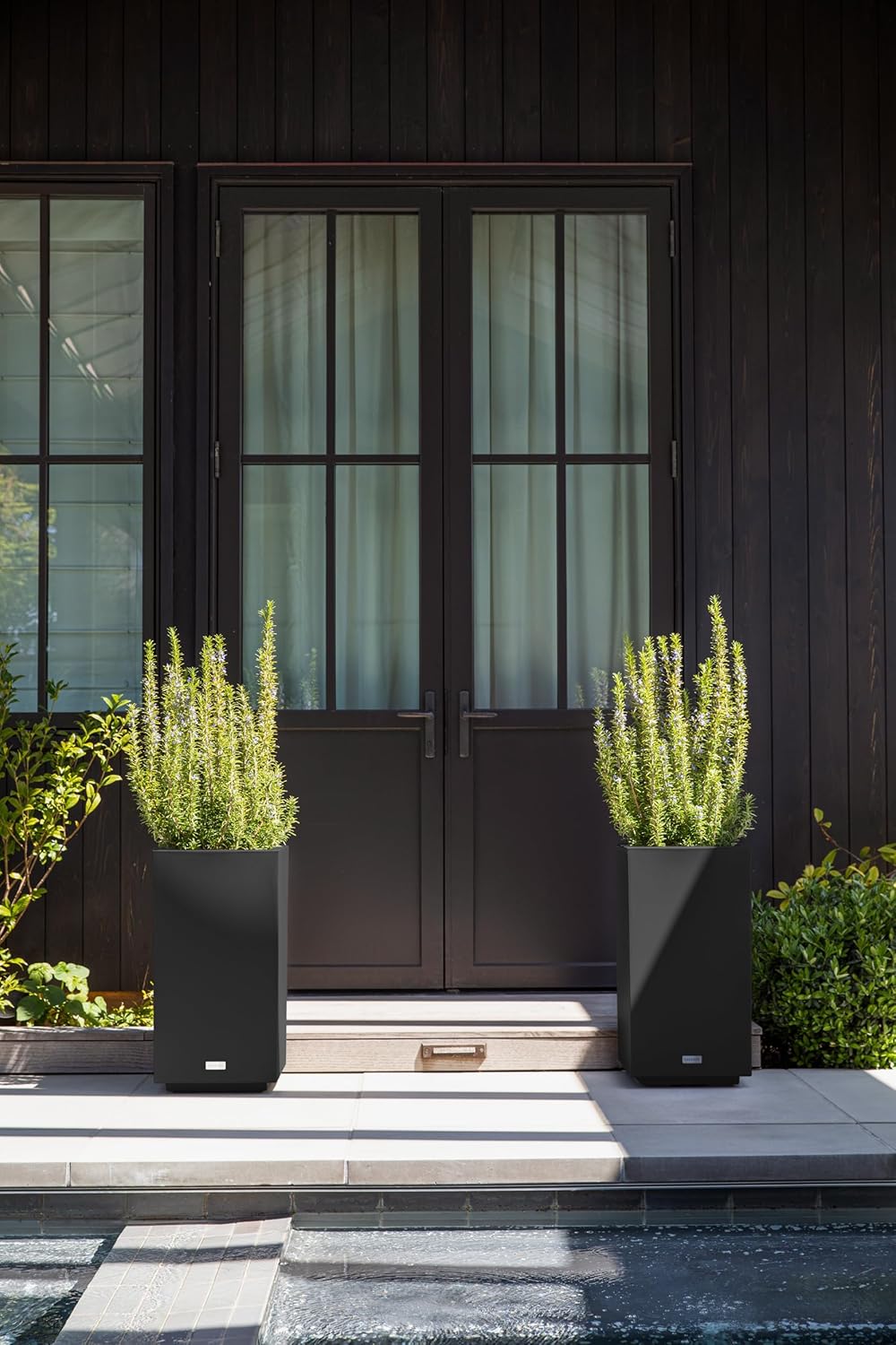 imageVeradek Block Series Pedestal Planter  Tall Planter for Indoor or Outdoor Front Porch  AllWeather Use with Removable Insert Bucket  Modern Dcor for Flowers Tall Trees Faux PlantsBlack