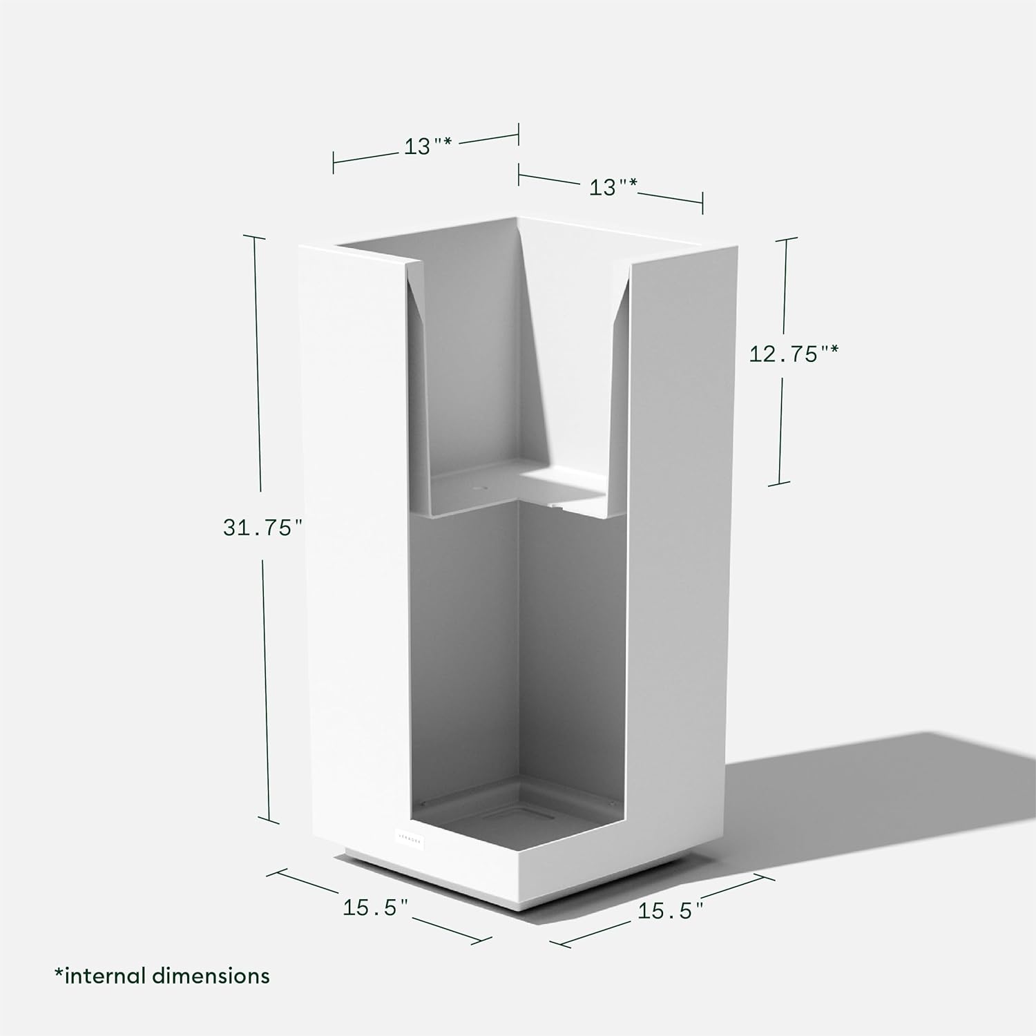 imageVeradek Block Series Pedestal Planter  Tall Planter for Indoor or Outdoor Front Porch  AllWeather Use with Removable Insert Bucket  Modern Dcor for Flowers Tall Trees Faux PlantsWhite