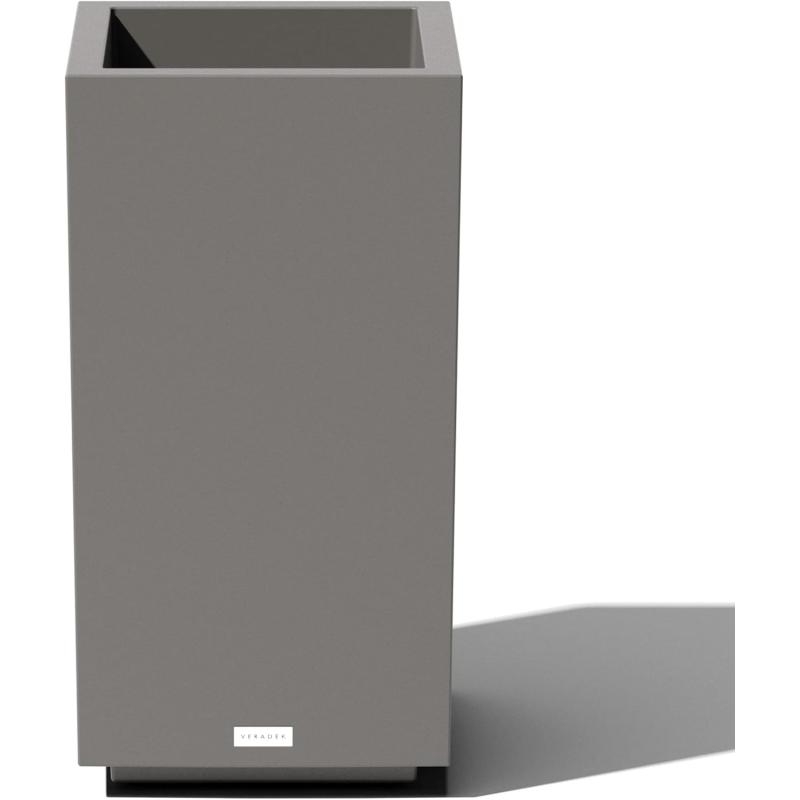 imageVeradek Block Series Pedestal Planter  Tall Planter for Indoor or Outdoor Front Porch  AllWeather Use with Removable Insert Bucket  Modern Dcor for Flowers Tall Trees Faux PlantsGray
