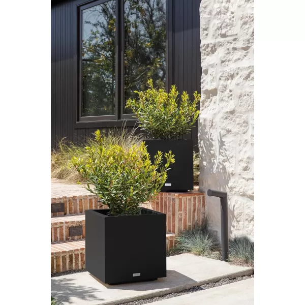 imageVeradek Block Series Cube Plastic Planter  Large Square Planter for Indoor or Outdoor PatioGarden  Durable AllWeather Use with Drainage Holes  Modern Dcor for Tall Plants Trees FlowersBlack