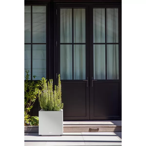 imageVeradek Block Series Cube Plastic Planter  Large Square Planter for Indoor or Outdoor PatioGarden  Durable AllWeather Use with Drainage Holes  Modern Dcor for Tall Plants Trees FlowersWhite