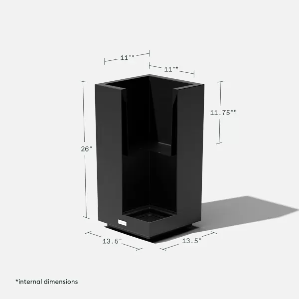 imageVeradek Block Series Pedestal Planter  Tall Planter for Indoor or Outdoor Front Porch  AllWeather Use with Removable Insert Bucket  Modern Dcor for Flowers Tall Trees Faux PlantsBlack
