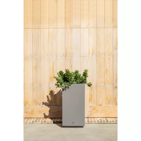 imageVeradek Block Series Pedestal Planter  Tall Planter for Indoor or Outdoor Front Porch  AllWeather Use with Removable Insert Bucket  Modern Dcor for Flowers Tall Trees Faux PlantsGray