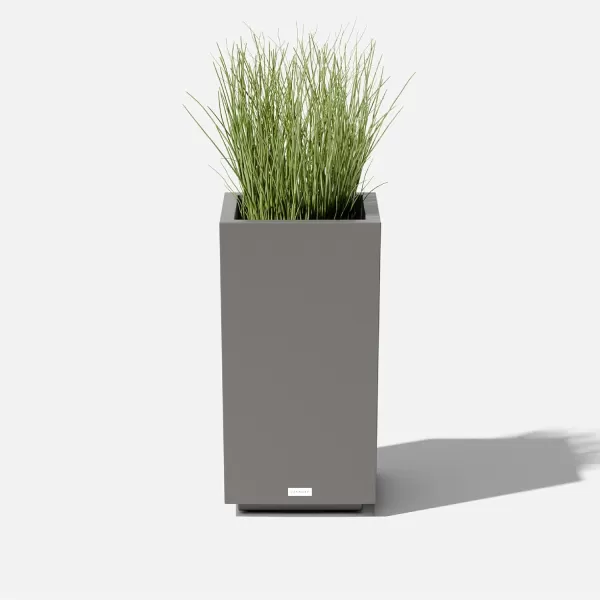 imageVeradek Block Series Pedestal Planter  Tall Planter for Indoor or Outdoor Front Porch  AllWeather Use with Removable Insert Bucket  Modern Dcor for Flowers Tall Trees Faux PlantsGray