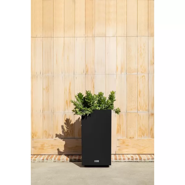 imageVeradek Block Series Pedestal Planter  Tall Planter for Indoor or Outdoor Front Porch  AllWeather Use with Removable Insert Bucket  Modern Dcor for Flowers Tall Trees Faux PlantsBlack