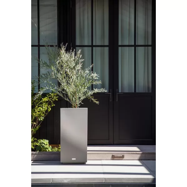 imageVeradek Block Series Pedestal Planter  Tall Planter for Indoor or Outdoor Front Porch  AllWeather Use with Removable Insert Bucket  Modern Dcor for Flowers Tall Trees Faux PlantsGray