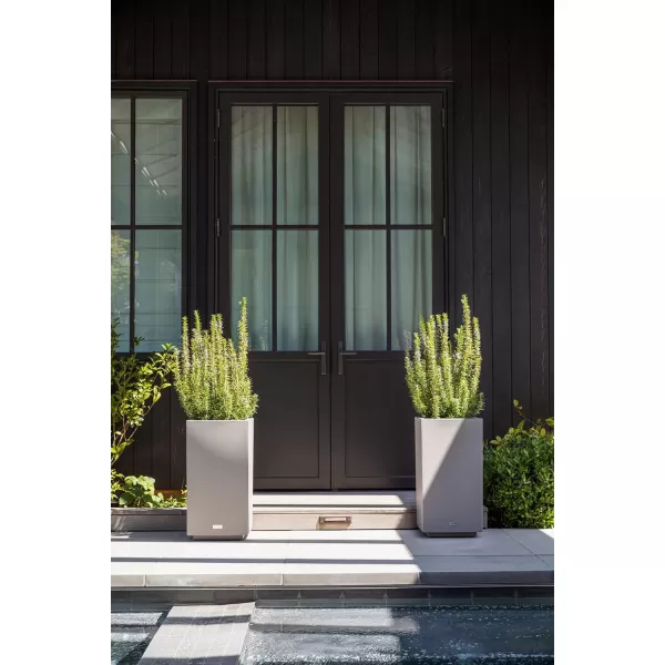 imageVeradek Block Series Pedestal Planter  Tall Planter for Indoor or Outdoor Front Porch  AllWeather Use with Removable Insert Bucket  Modern Dcor for Flowers Tall Trees Faux PlantsGray
