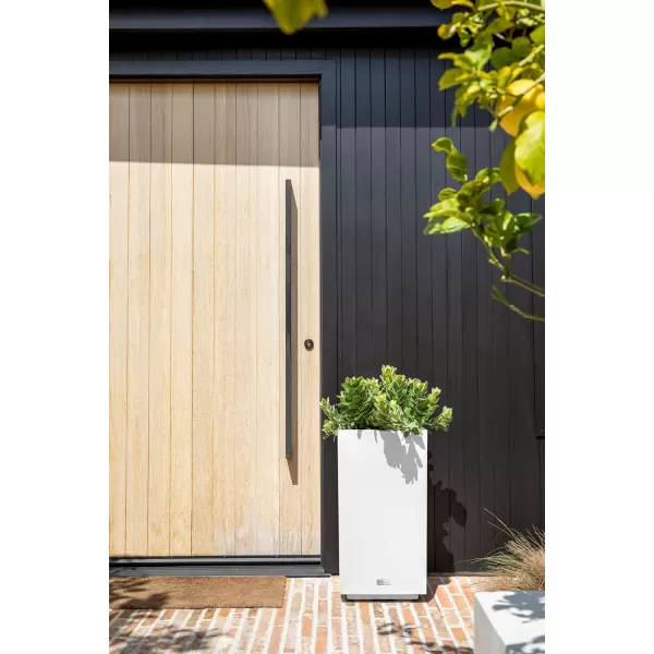 imageVeradek Block Series Pedestal Planter  Tall Planter for Indoor or Outdoor Front Porch  AllWeather Use with Removable Insert Bucket  Modern Dcor for Flowers Tall Trees Faux PlantsWhite