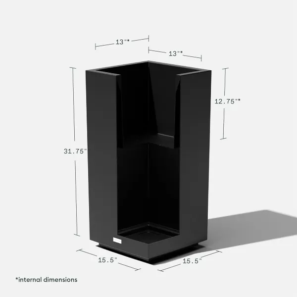 imageVeradek Block Series Pedestal Planter  Tall Planter for Indoor or Outdoor Front Porch  AllWeather Use with Removable Insert Bucket  Modern Dcor for Flowers Tall Trees Faux PlantsBlack