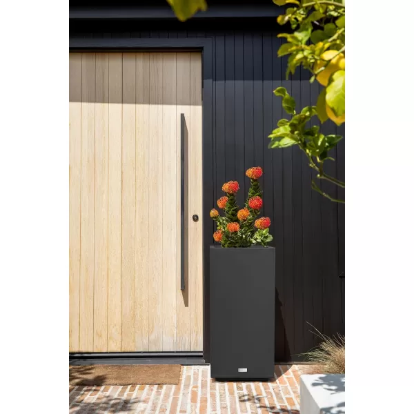 imageVeradek Block Series Pedestal Planter  Tall Planter for Indoor or Outdoor Front Porch  AllWeather Use with Removable Insert Bucket  Modern Dcor for Flowers Tall Trees Faux PlantsBlack