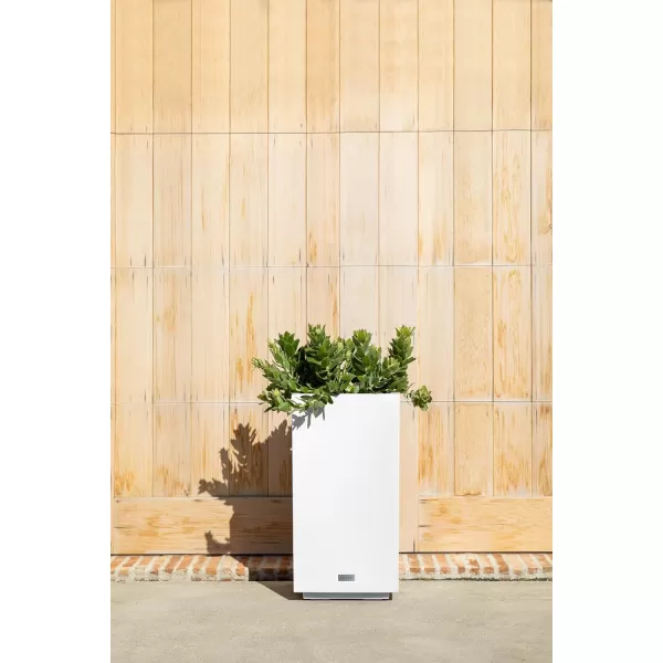 imageVeradek Block Series Pedestal Planter  Tall Planter for Indoor or Outdoor Front Porch  AllWeather Use with Removable Insert Bucket  Modern Dcor for Flowers Tall Trees Faux PlantsWhite
