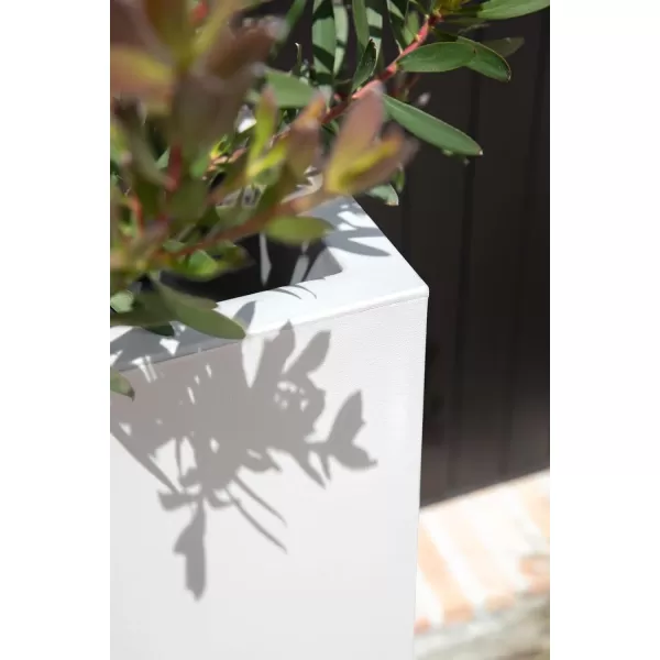 imageVeradek Block Series Pedestal Planter  Tall Planter for Indoor or Outdoor Front Porch  AllWeather Use with Removable Insert Bucket  Modern Dcor for Flowers Tall Trees Faux PlantsWhite