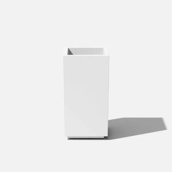 imageVeradek Block Series Pedestal Planter  Tall Planter for Indoor or Outdoor Front Porch  AllWeather Use with Removable Insert Bucket  Modern Dcor for Flowers Tall Trees Faux PlantsWhite
