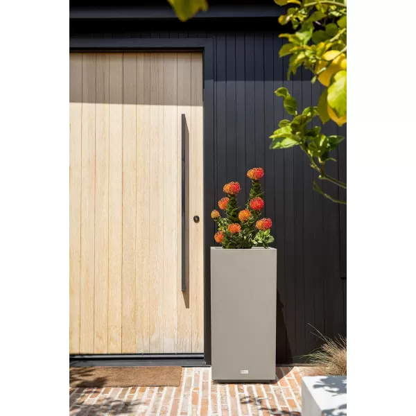 imageVeradek Block Series Pedestal Planter  Tall Planter for Indoor or Outdoor Front Porch  AllWeather Use with Removable Insert Bucket  Modern Dcor for Flowers Tall Trees Faux PlantsGray