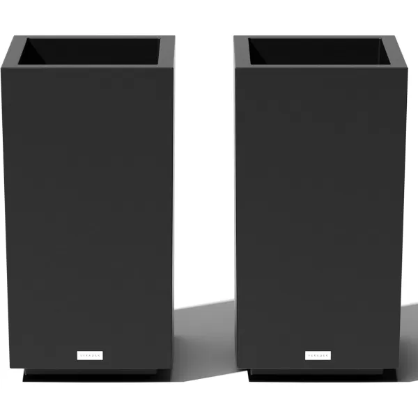 imageVeradek Block Series Pedestal Planter  Tall Planter for Indoor or Outdoor Front Porch  AllWeather Use with Removable Insert Bucket  Modern Dcor for Flowers Tall Trees Faux PlantsBlack