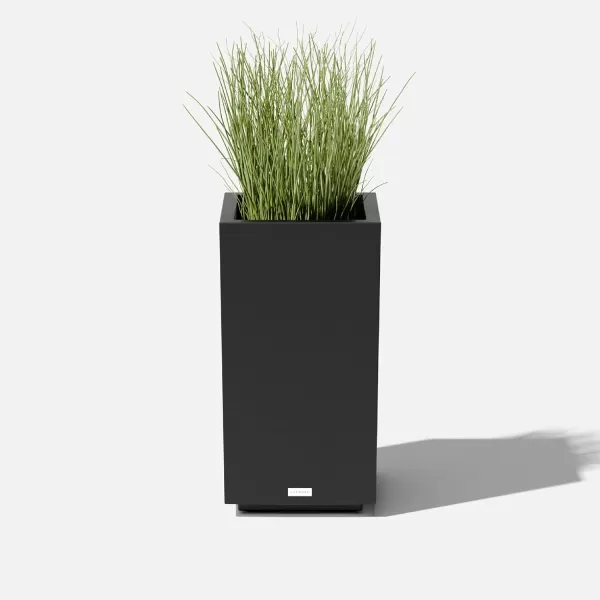imageVeradek Block Series Pedestal Planter  Tall Planter for Indoor or Outdoor Front Porch  AllWeather Use with Removable Insert Bucket  Modern Dcor for Flowers Tall Trees Faux PlantsBlack