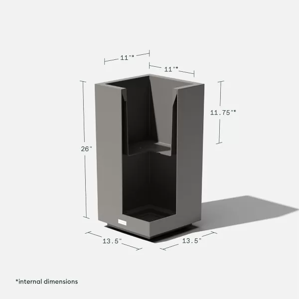 imageVeradek Block Series Pedestal Planter  Tall Planter for Indoor or Outdoor Front Porch  AllWeather Use with Removable Insert Bucket  Modern Dcor for Flowers Tall Trees Faux PlantsGray