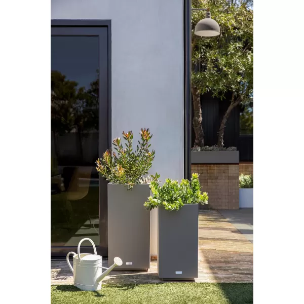 imageVeradek Block Series Pedestal Planter  Tall Planter for Indoor or Outdoor Front Porch  AllWeather Use with Removable Insert Bucket  Modern Dcor for Flowers Tall Trees Faux PlantsGray