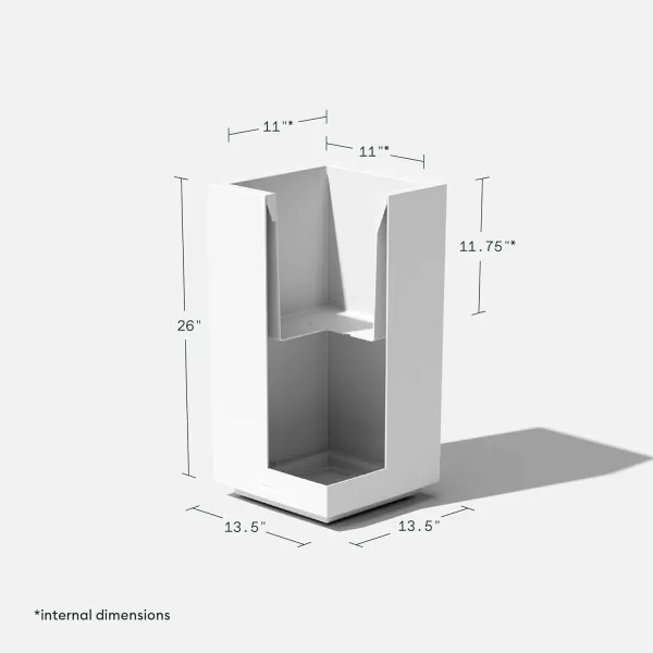 imageVeradek Block Series Pedestal Planter  Tall Planter for Indoor or Outdoor Front Porch  AllWeather Use with Removable Insert Bucket  Modern Dcor for Flowers Tall Trees Faux PlantsWhite
