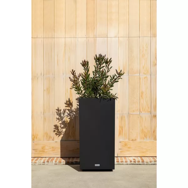 imageVeradek Block Series Pedestal Planter  Tall Planter for Indoor or Outdoor Front Porch  AllWeather Use with Removable Insert Bucket  Modern Dcor for Flowers Tall Trees Faux PlantsBlack