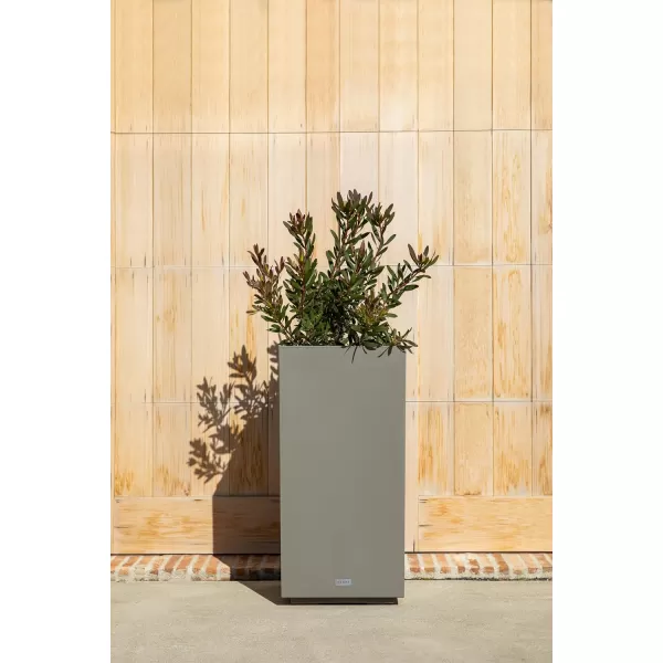 imageVeradek Block Series Pedestal Planter  Tall Planter for Indoor or Outdoor Front Porch  AllWeather Use with Removable Insert Bucket  Modern Dcor for Flowers Tall Trees Faux PlantsGray