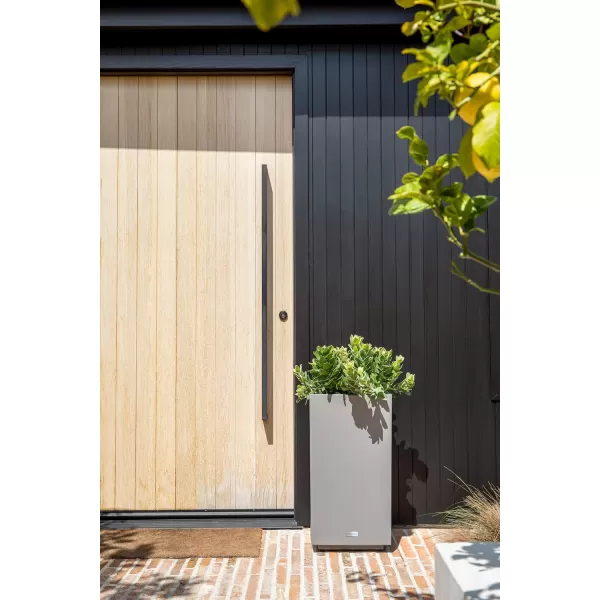 imageVeradek Block Series Pedestal Planter  Tall Planter for Indoor or Outdoor Front Porch  AllWeather Use with Removable Insert Bucket  Modern Dcor for Flowers Tall Trees Faux PlantsGray