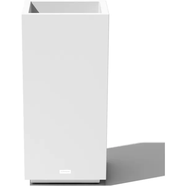 imageVeradek Block Series Pedestal Planter  Tall Planter for Indoor or Outdoor Front Porch  AllWeather Use with Removable Insert Bucket  Modern Dcor for Flowers Tall Trees Faux PlantsWhite