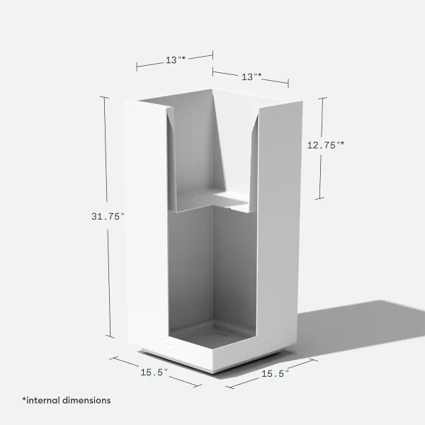 imageVeradek Block Series Pedestal Planter  Tall Planter for Indoor or Outdoor Front Porch  AllWeather Use with Removable Insert Bucket  Modern Dcor for Flowers Tall Trees Faux PlantsWhite