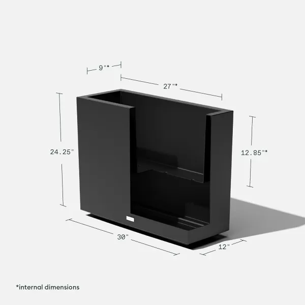 imageVeradek Block Series Span Plastic Planter  Tall Rectangular Planter for Indoor or Outdoor PatioPorch Gray 2425 in Height 12 in Width 30 in LengthBlack