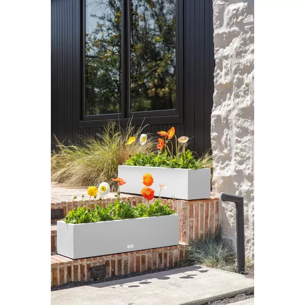 imageVeradek Block Series Window Box Planter  Rectangular Flower Pot for Indoor or Outdoor Window SillBalcony  AllWeather Use with Drainage Holes  Modern Dcor for Succulents Herbs Small PlantsWhite