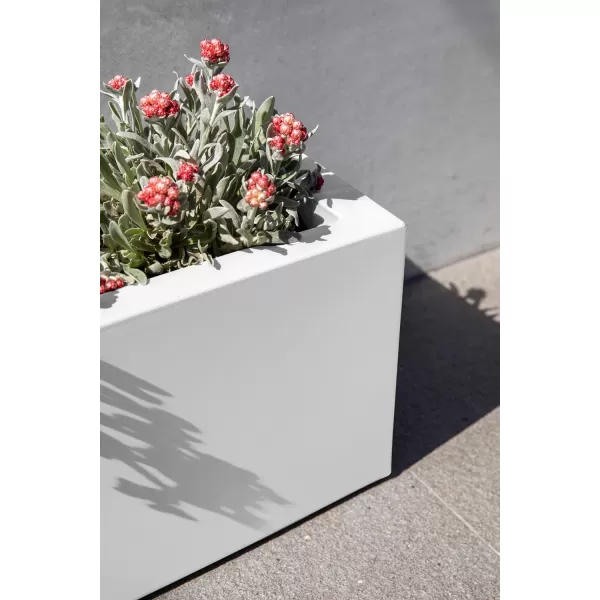 imageVeradek Block Series Window Box Planter  Rectangular Flower Pot for Indoor or Outdoor Window SillBalcony  AllWeather Use with Drainage Holes  Modern Dcor for Succulents Herbs Small PlantsWhite