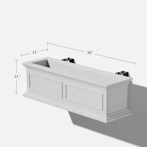 imageVeradek Brixton Series Plastic Railing Planter  Rectangular Planter for Outdoor DeckBalcony  CrackResistant with Adjustable Rail Attachment  Classic Estate Design for Herbs Succulents FlowersGray