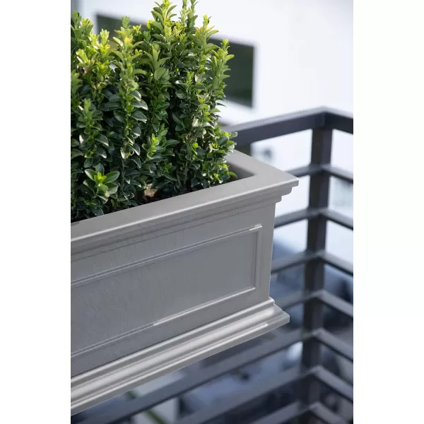 imageVeradek Brixton Series Plastic Railing Planter  Rectangular Planter for Outdoor DeckBalcony  CrackResistant with Adjustable Rail Attachment  Classic Estate Design for Herbs Succulents FlowersGray