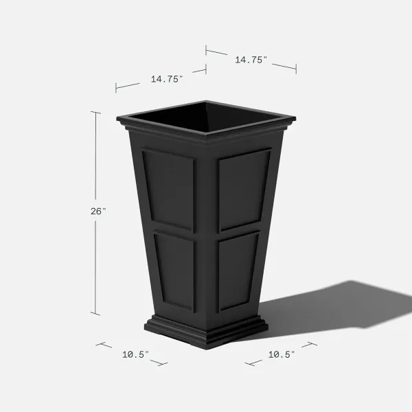 imageVeradek Brixton Series Tall Plastic Planter  Large Outdoor Planter for Front Porch  Crack Resistant AllWeather Use  Classic Estate Design for Tall Plants Flowers TreesBlack