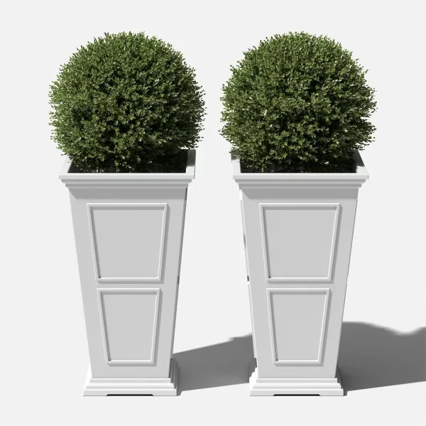 imageVeradek Brixton Series Tall Plastic Planter  Large Outdoor Planter for Front Porch  Crack Resistant AllWeather Use  Classic Estate Design for Tall Plants Flowers TreesWhite