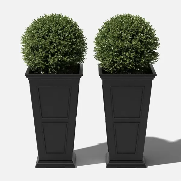 imageVeradek Brixton Series Tall Plastic Planter  Large Outdoor Planter for Front Porch  Crack Resistant AllWeather Use  Classic Estate Design for Tall Plants Flowers TreesBlack