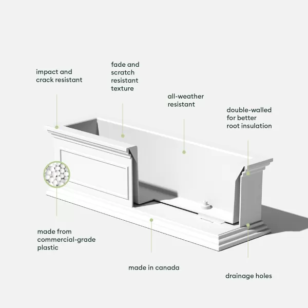 imageVeradek Brixton Window Box Plastic Planter  Large Rectangular Planter for Outdoor BalconyWindowsill  CrackResistant AllWeather  Classic Estate Design for Flowers Herbs SucculentsWhite
