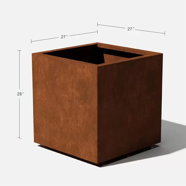 imageVeradek Corten Steel Series Cube Planter  Square Metal Planter for Outdoor PatioGarden  Naturally Rusting Steel for AllWeather Use  Modern Rustic Dcor for Trees Flowers Tall TreesRust