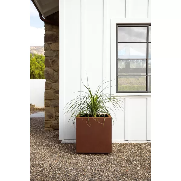 imageVeradek Corten Steel Series Cube Planter  Square Metal Planter for Outdoor PatioGarden  Naturally Rusting Steel for AllWeather Use  Modern Rustic Dcor for Trees Flowers Tall TreesRust