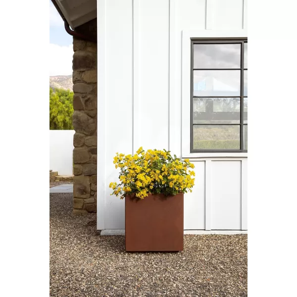 imageVeradek Corten Steel Series Cube Planter  Square Metal Planter for Outdoor PatioGarden  Naturally Rusting Steel for AllWeather Use  Modern Rustic Dcor for Trees Flowers Tall TreesRust