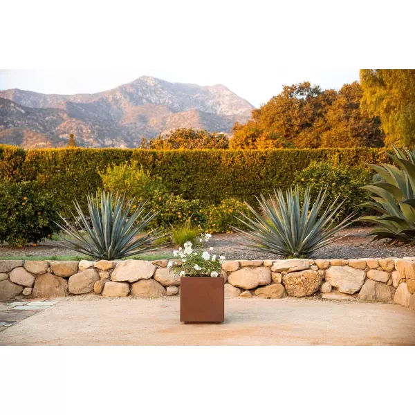 imageVeradek Corten Steel Series Cube Planter  Square Metal Planter for Outdoor PatioGarden  Naturally Rusting Steel for AllWeather Use  Modern Rustic Dcor for Trees Flowers Tall TreesRust