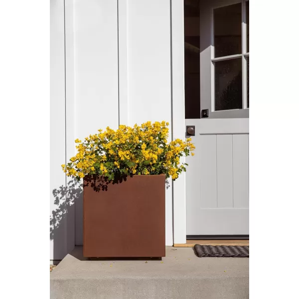 imageVeradek Corten Steel Series Cube Planter  Square Metal Planter for Outdoor PatioGarden  Naturally Rusting Steel for AllWeather Use  Modern Rustic Dcor for Trees Flowers Tall TreesRust