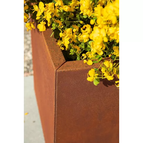 imageVeradek Corten Steel Series Cube Planter  Square Metal Planter for Outdoor PatioGarden  Naturally Rusting Steel for AllWeather Use  Modern Rustic Dcor for Trees Flowers Tall TreesRust