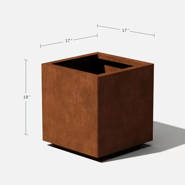 imageVeradek Corten Steel Series Cube Planter  Square Metal Planter for Outdoor PatioGarden  Naturally Rusting Steel for AllWeather Use  Modern Rustic Dcor for Trees Flowers Tall TreesRust